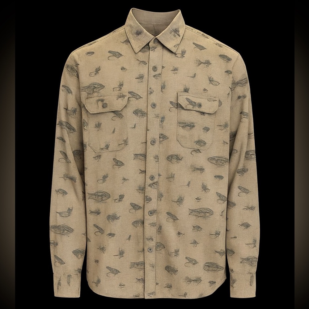 EUC Croft & Barrow Quick-Dry Button-Up Shirt, XXL, 2XL, Fishing Motif